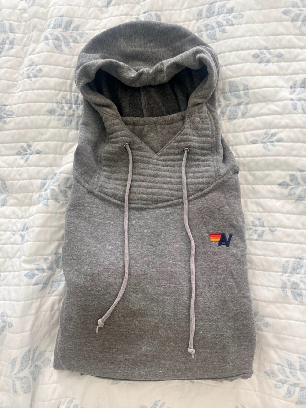 Aviator Nation Funnel Neck Pullover Hoodie Charcoal Zip Pockets Medium - Picture 2 of 4